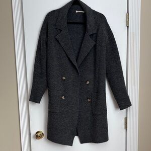 Women's Gray Double-Breasted sweater coat